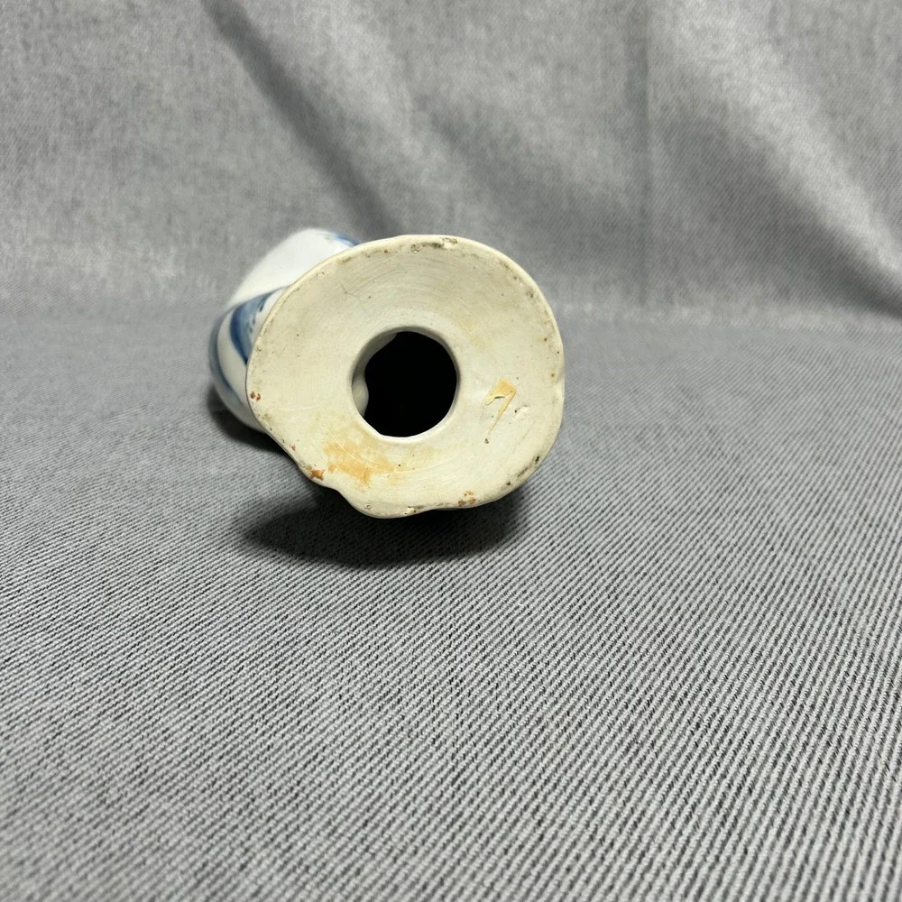 Blue White Porcelain Cat Figurine 8.5